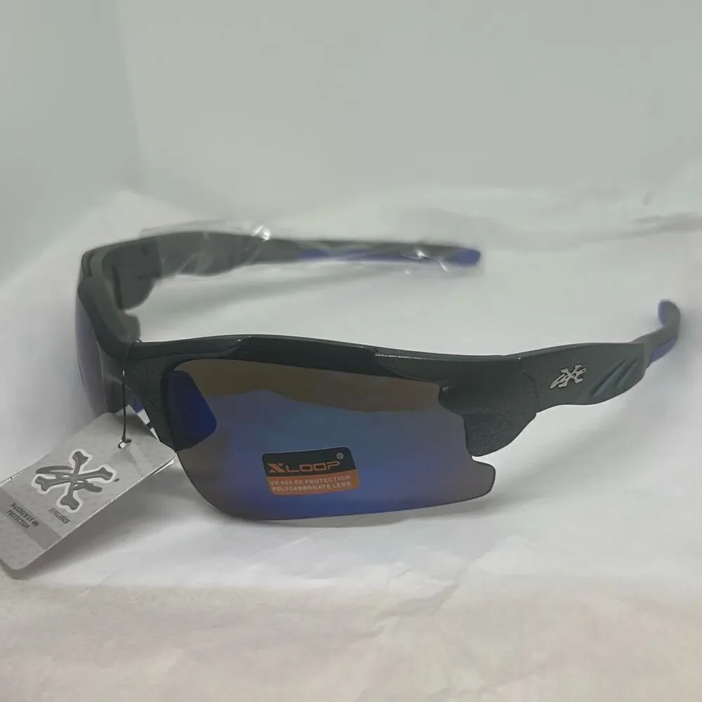 XLoop Sport Sunglasses – Blue Mirrored Lens – Shatter-Resistant UV400 Protection